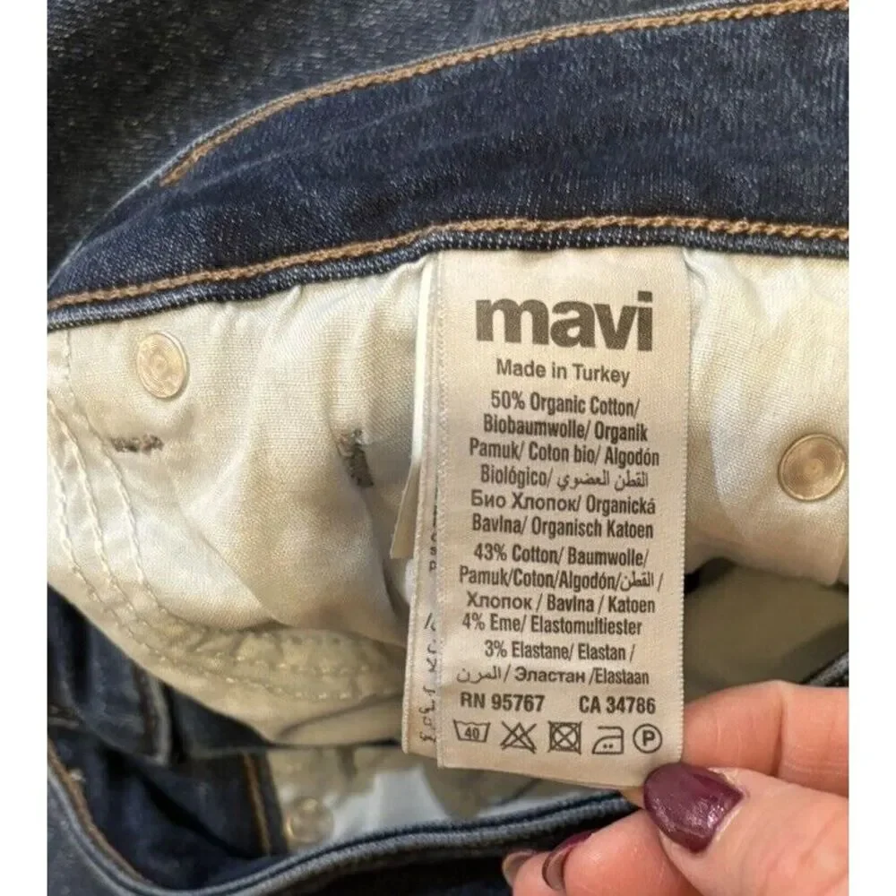 Mavi Women's‎ Jeans Viola High Rise Slim Straight Sz 27 Raw Hem  Dark Wash